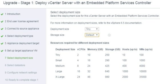 vcsa-65-deployment-size