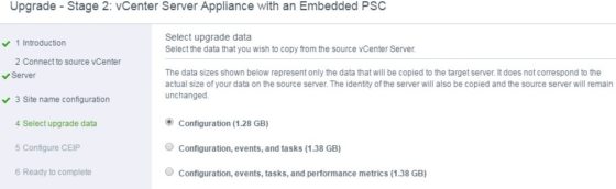 vcsa-65-select-upgrade-data