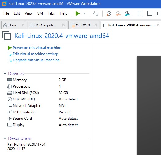 kali linux vmware workstation 11