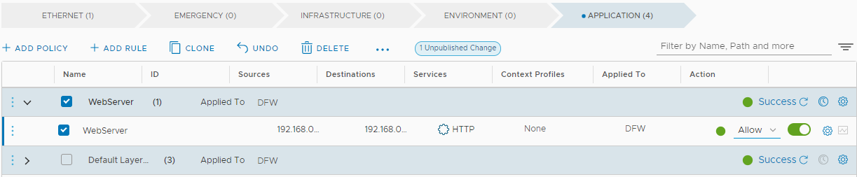 distributed firewall rules policy